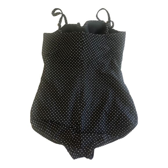 Magicsuit Rialto Pinpoint One Piece Retro Polka Dot Swimsuit Black Gold Size XL - Picture 4 of 8